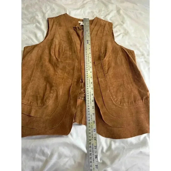 Chico’s Women's Leather Vest Brown Suade size 2 Bohemian Boho Country Vests - Picture 8 of 9